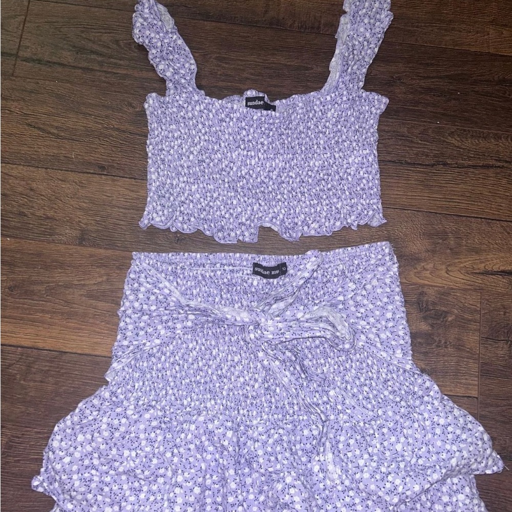 sundae muse crop top and skirt set